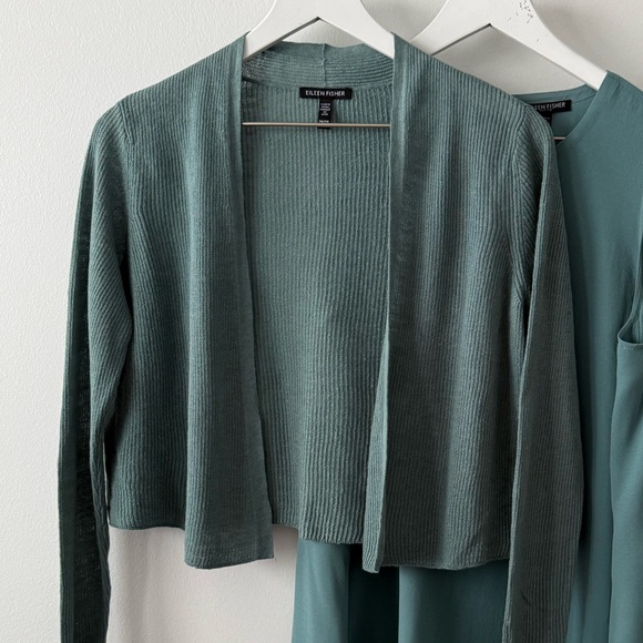 Eileen Fisher Organic Linen Cotton Cropped Cardigan - Picture 4 of 8